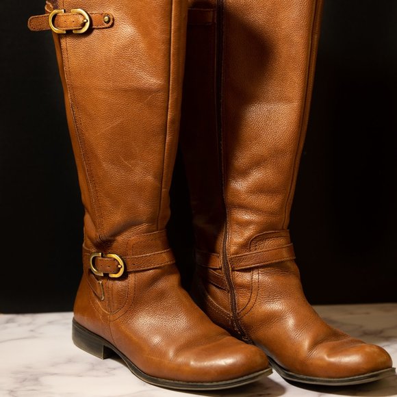 Brown Leather Knee High Boots